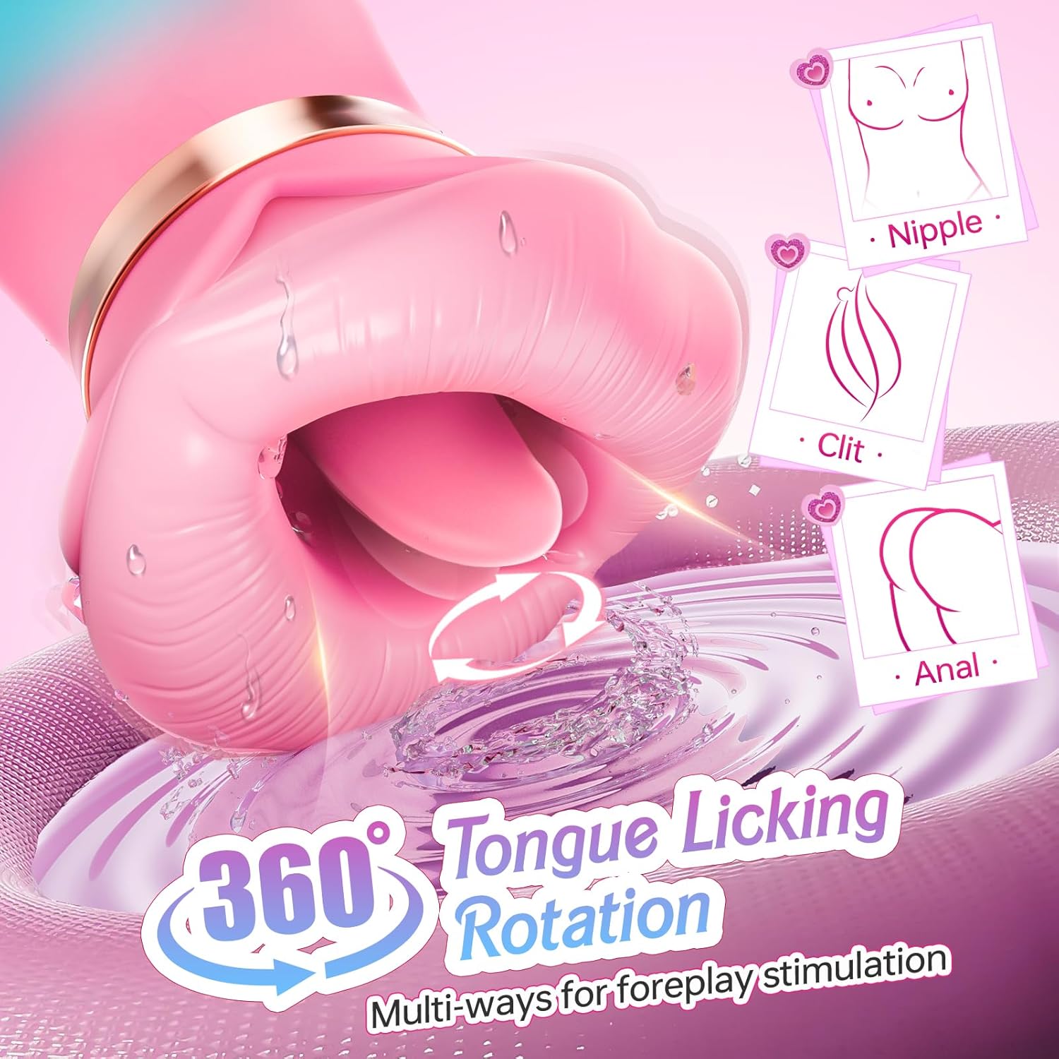 5-in-1 Mouth Sucking Rose Vibrator with Tongue Licking