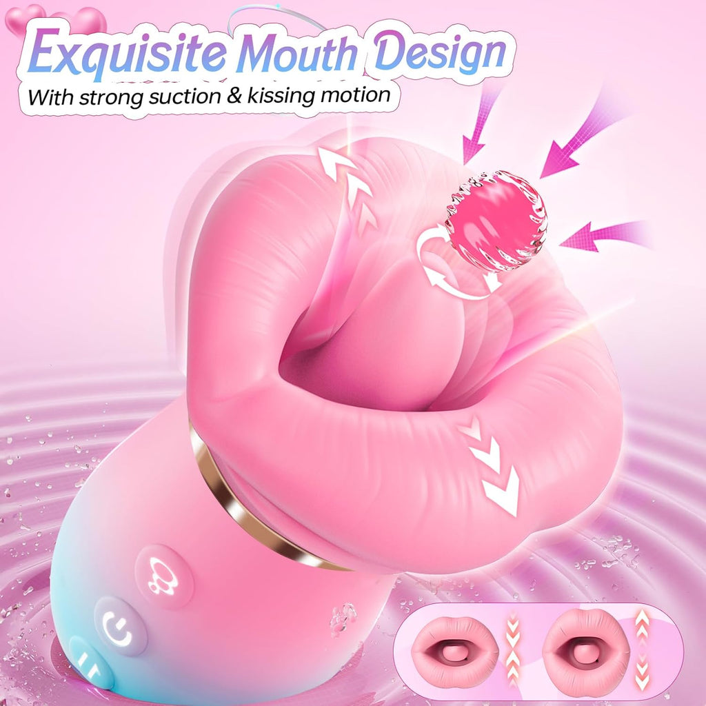 5-in-1 Mouth Sucking Rose Vibrator with Tongue Licking