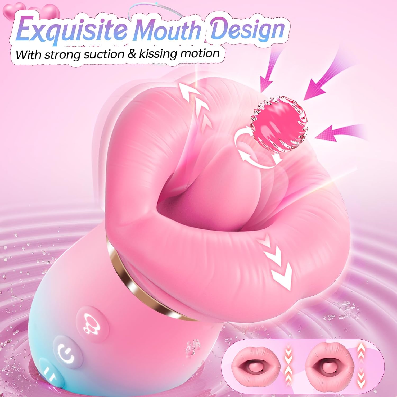 5-in-1 Mouth Sucking Rose Vibrator with Tongue Licking