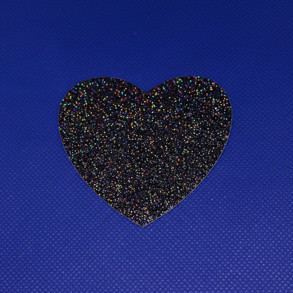Black Glitter Heart Pasty